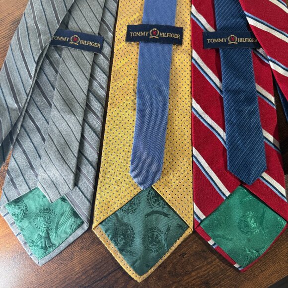 Lot of 3 VTG Crest Tommy Hilfiger Silk Mens Tie Made In USA Logo - Picture 3 of 5